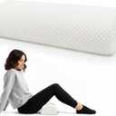 SPRING SEAON Half Moon Bolster Knee Pillow for Back Sleeping Memory Foam Leg Pillow for Ankle and Foot Comfort Under Knee Pillow for Side Sleepers Machine Washable Cover(17" x 7.5" x 4.3") (White)