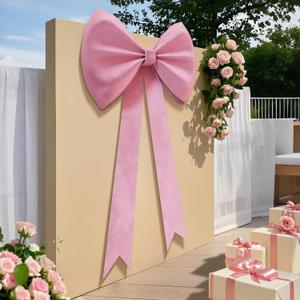 imprsv Coquette Pink Bow Birthday Decorations 25x61 Inch Big Wall Decor Backdrop Large Bridal Baby Shower Bachelorette Party Engagement Bow Themed Party Decorations for Girls Coquette Room Decor