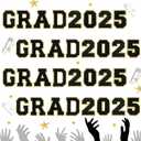 Lyrow 32 Pcs Self Adhesive Grad 2025 Iron on Patches Sew on Chenille Letter Patches Glitter Graduation Embroidered Applique Decor for DIY Cloth Graduation Decor 2.1 Inch, Black