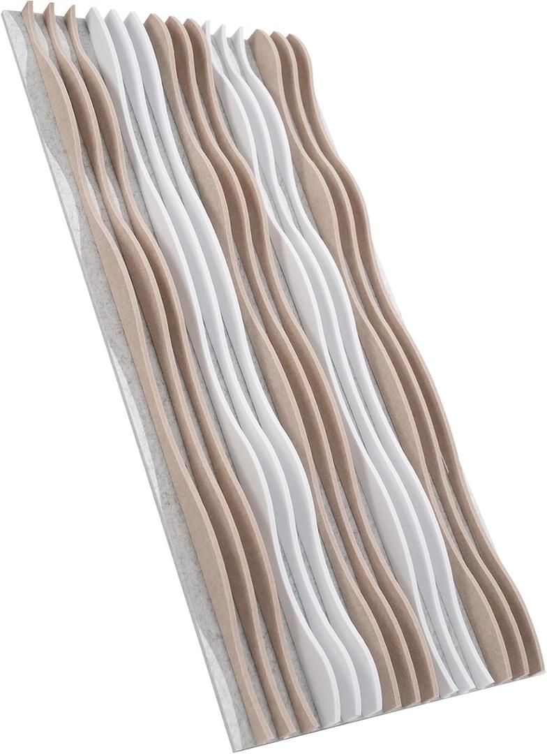 Large Acoustic Wall Panels 47.2"x23.6"x1.57"4-Pack,3D DIY Wave Sound Proof Panels for Walls, Peel and Stick Wall Panels for Room Decor, Recording Studio & Bedroom (White and Camel)