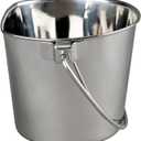 Advance Pet Products 2 Quart Heavy Duty Stainless Steel Flat Side Bucket | Durable Food & Water Pail for Dogs, Cats, Kennels, Cages and Critter Crates | Multi-Purpose Bucket