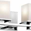 Kichler Tully 15" Vanity Light in Chrome, 2-Light Modern Bathroom Light with Satin Etched Cased Opal Glass, (15" W x 6.5" H), 45150CH