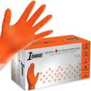 1st Choice 6 mil Orange and Green Gloves, Disposable, Latex Free Raised Diamond Grip Mechanic Glove for Men and Women (Medium), 100 Count