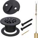 PRIMSOPH Trip Lever Overflow Faceplate Tub Drain Trim Kit with Linkage Conversion Kit Assembly Universal Fine Coarse Thread Replacement Matte Black