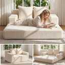 Convertible Sofa Bed,Small Boneless Couch & Boneless Loveseat,Pull Out Couch Bed for Small Spaces,Premium Luxe Corduroy Folding Floor Futon Sleeper with Side Pocket & 2 Pillows,No Assembly Required, Lovseat
