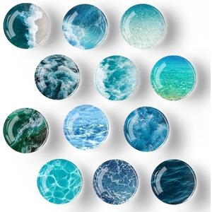 Fridge Magnets for Adults 12 Pcs Decorative Glass Refrigerator Magnets Cute Colorful Strong Magnets for Fridge Whiteboard Dishwasher Lockers (Ocean)