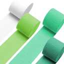 3 x Green Crepe Streamers 4 Rolls 328ft, White Peach Party Streamers, Crepe Paper for Birthday, Wedding, Baby Shower, Graduation, Christmas, Halloween Decorations (1.8Inch x 82Ft/Roll)