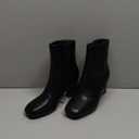 IDIFU Women's Aliza Fashion Square Toe Short Boots Side Zipper Low Block Heel Ankle Booties(Black Pu, 5.5 M US)