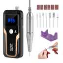 Portable Nail Drill Professional 35000 RPM, MOCOWIND Rechargeable Electric Nail File Machine E File for Acrylic Gel Polishing Removing, Cordless E-File with Bits Kit for Manicure Salon Home, Black