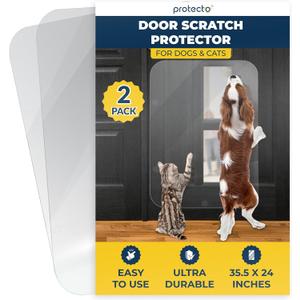 PROTECTO 2 Pack 35.5x24 Door Protector from Dog Scratching Cat & Dog Scratch Guard for Indoor/Outdoor Use Easy Install on Walls, Glass, Screen Doors