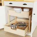 Pull Out Cabinet Organizer, 26''W21''D16''H Soft Close Slide Out Wooden Pull out Drawers, Double Tier Slide out Wood Cabinet Organizer, for Base Cabinet Organization in Kitchen, Pantry, Bathroom