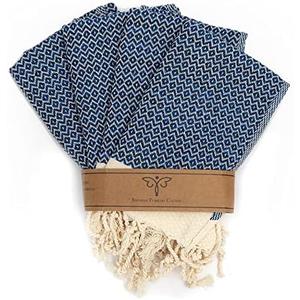 SMYRNA TURKISH COTTON Vintage Series Kitchen Dish Towels Pack of 4, Machine Washable Wash Cloths, Ultra Soft, Absorbent, Prewashed and Quick Dry Turkish Dish Towels, 12x12 Inch (Azure)