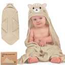 KeaBabies Hooded Baby Towel for Newborn - Viscose Derived from Bamboo Large Baby Bath Towels with Hood for Boys, Girls, Toddler, Extra Absorbent & Soft Newborn Bath Essentials (Cat) (Petite 30x30)