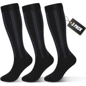 FULLSOFT Medical Graduated 30-40mmHg Compression Socks for Women&Men Circulation Knee High Socks Hiking Running Stockings (Small-Medium, 00-3 Pack-Black)
