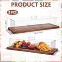2 Pack Acacia Wood Cake Stand Serving Tray with Acrylic Lid, 15 x 6 x 4 Inches Charcuterie Table Display Set, Dessert Serving Tray Set for Bakery, Buffet, Home Party & Restaurant