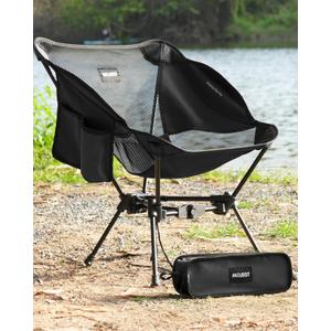 Portable Camping Chair  Compact Lightweight Folding Chair for Adults, Supports 330 lbs  Ideal for Backpacking Hiking, Fishing, Beach, Picnic & Lawn (Black)