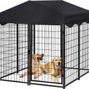 Dog Kennel Outdoor, 4.5' x 4' x 4' Large Dog Kennel Outside with Waterproof Roof for Medium Small Dogs, Outdoor Dog Cage with Secure Lock, Dog Enclosures with UV-Resistant Cover for Outside