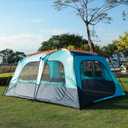 KTT Extra Large Tent 10-12-14 Person(B),Family Cabin Tents,2 Rooms,3 Doors and 3 Windows with Mesh,Straight Wall,Waterproof,Double Layer,Big Tent for Outdoor,Picnic,Camping,Family Gathering