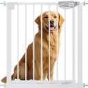 Auto-Close Baby Gate for Stairs & Doorways Dog Gate - Adjustable Steel Safety Gate with Dual Lock, Fits 29"-33" Wide, Pressure Mount No Drilling (White, 30-33" W x 30" H)