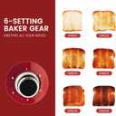 Roter Mond 2 Slice Toaster Retro Stainless Steel with Bagel, Cancel, and Defrost Functions, 6 Bread Shade Settings, Extra Wide Slots and Removable Crumb Tray, Red