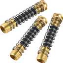 3-Pack Brass Garden Hose Extension Adapter, 3/4" GHT Hose Bib Extender with Anti-Kink Coil Spring, Faucet Extension Hose Protector, Solid Brass Garden Hose Connector for Garden, RV & Car Wash