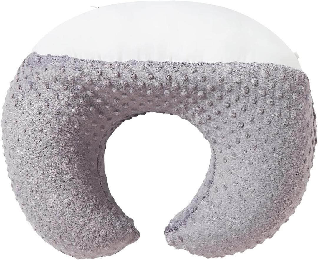 DONOMILO Nursing Pillow and Positioner Breastfeeding and Bottle Feeding, Propping Baby, Tummy Time, Sitting Support, with Removable Polyester Cover, dots Fabric, for Baby Boy Baby Girl (Rose Gray) (22 X 17.7 X 5.9 Inch)