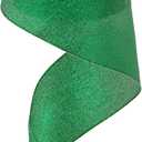 MEEDEE Green Wired Ribbon 2.5 Inch Green Metallic Ribbon 10 Yards Spool Metallic Christmas Ribbon Emerald Green Ribbon for Christmas Tree, Gift Wrapping, Wreaths, Crafts, Bows Making