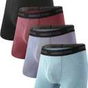 BAMBOO COOL Men's Ultra Breathable Underwear,No Riding Up Boxer Briefs with ComfortFlexible Waistband,Multipack (Medium, 01-multicolor (4 Pack))