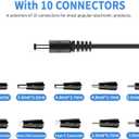 DC 5V 1A Power Cord Adapter with 10 Connectors - Universal AC/DC Charger for Security Cameras,Baby Monitors,TV Boxes,Raspberry Pi, and More - DC 5 Volt 1A 0.5A Power Supply, FCC and UL certified (5ft)
