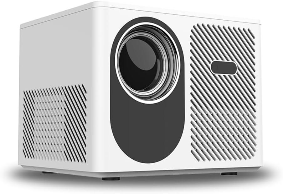 Mini Projector, Portable Projector, 4K Support, Full HD Outdoor Movie Projector, Wired Screen Sync Projector Auto Keystone Correction Function for Laptops, PCs and Smartphones (White)