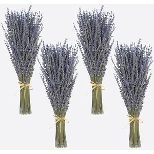 Dried Lavender 4 Bunches 100% Fresh Natural Purple Bouquet Flowers for Bathroom Photo Props Crafts (200g/7oz), 15-17" for Shower Weeding Vase Decor, Aromatherapy Home Fragrance(400-440 Stems Total)