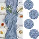 IVAPUPU 4 Pcs Cheesecloth Table Runner - 10ft Dusty Blue Spring Boho Gauze Cheese Cloth Table Runners for Baby Shower Decoration Wedding Party Garden Farmhouse