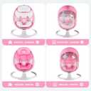Bluetooth Baby Swing for Infants, Compact & Portable Pink Baby Girl Swing, 3 Seat Positions, 5 Swing Speed, 10 Music, Remote Control, Plug-in Power, Reversible Cushion, mecedora elctrica para Bebe