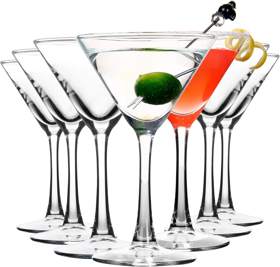 SHYRC Martini Glasses Set of 7, 6.3oz Cocktail Glasses, Classic Stemmed Martini Wine Glasses, Clear Martini Glass Set for Bar, Cocktail Party, Wedding, Outdoors, Camping