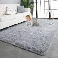FinRèc 8' x 5' Feet Light Grey Rugs for Bedroom Living Room, Soft Fuzzy Shaggy Area Rug, Non-Slip Fluffy Furry Shag Rug for Nursery Kids Room Dorm Room Home Decor, Indoor Plush Floor Carpet