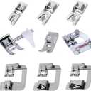 9Pcs Sewing Machine Feet Set Includes 3pcs Narrow Rolled Hem Presser Feet,3Pcs Rolled Hem Pressure Foot,Zig Zag Presser Foot,Adjustable Guide Foot, Bias Binder Foot for Brother Singer Janome