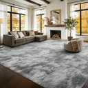 9x12 Extra Large Area Rugs for Living Room, Shaggy Non-Slip Tie-Dyed Rugs for Bedroom Kids Playroom Dorm Room, High Pile Ultra Soft Carpet, Grey