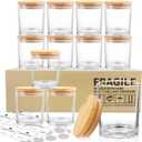 SUPMIND 12 Pack Glass Candle Jars-10oz Clear Empty Candle Jars with Bamboo Lids and Sticky Labels, Bulk Candle Jars for Making Candles Containers - Dishwasher Safe