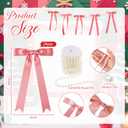 Riceshoot 24 Pcs Mini Satin Bows & 27ft Pearl Garland Banner, Rose Gold
