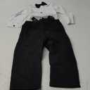 DOPIP Toddler Kids Baby Boys 1st Christmas Outfit Gentleman Striped Shirt with Bowtie +Long Suspender Pants Overalls Clothes 18-24 M