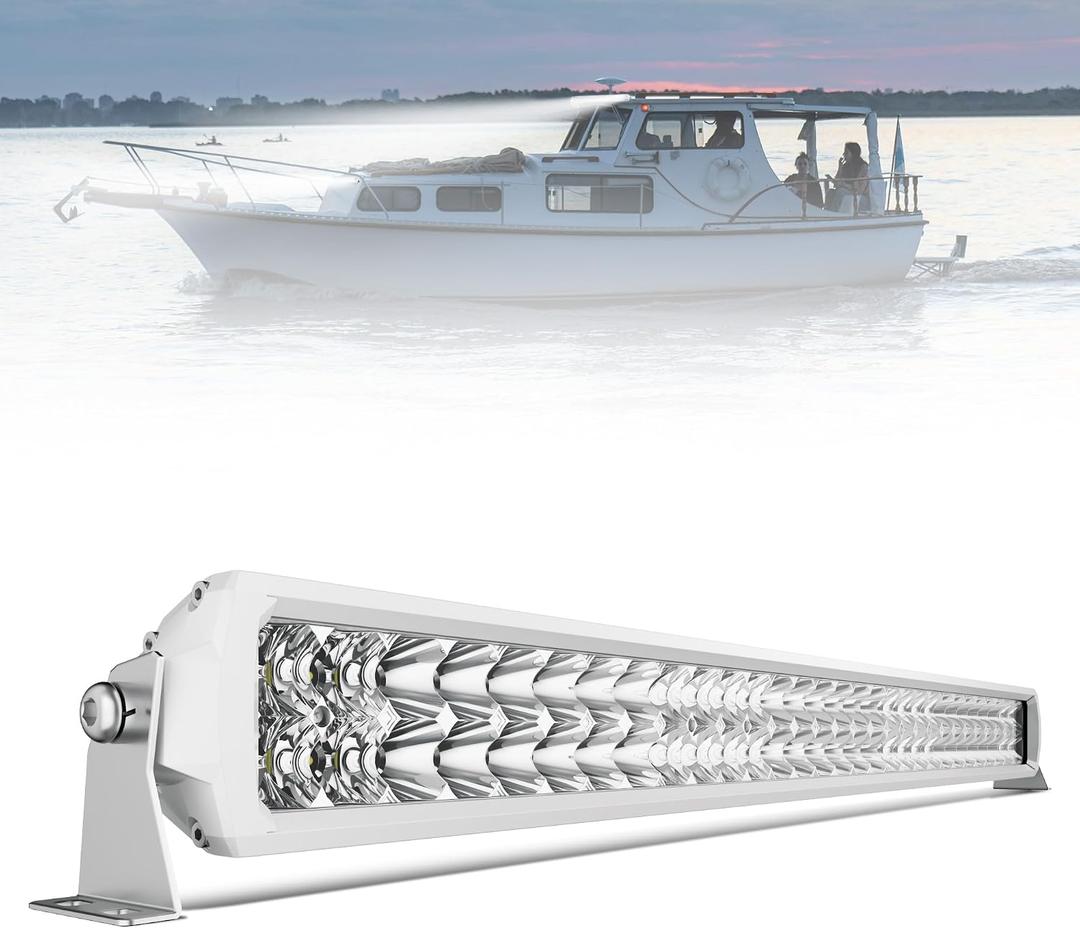 4WDKING 32 Inch LED Light bar, IP68&IP69K Waterproof Led Boat Light, White Dual Row Flood and Spot Combo Beam Off-Road Lights for Pickup 4x4 Truck ATV UTV Boat
