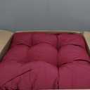 downluxe Indoor Chair Cushions for Dining Chairs, Tufted Overstuffed Textured Kitchen Chair Pads with Ties and Non-Slip Backing, 15.5" x 15.5" x 4", Burgundy, 4 Pack