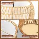 19 Inch Farmhouse Rattan Chandelier, 5-Light Adjustable Height Pendant Light with Fabric Shade, Hand Woven Boho Chandeliers for Dining Room, Kitchen Island, Living Room, Entryway, Foyer, ETL