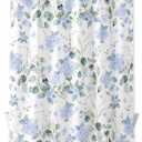Shower Curtain Bathroom Set Summer Watercolor Blue Hydrangea Waterproof Fabric Shower Curtains with Grommets&Hooks Pastoral Eucalyptus Leaf Privacy Bath Curtain for Bathtub Decor 36x72IN (White)