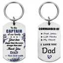8 x Dad Christmas Gifts from Daughter son - Cool Birthday Father's Day Christmas Gift Idea for Dad - Meaningful Engraved Stainless Steel Keychain Keyring for Father Daddy Papa Presents