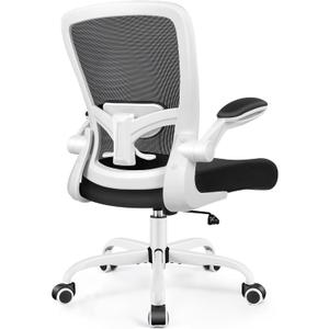 FelixKing Office Chair, Ergonomic Desk Chair Breathable Mesh Chairs Adjustable High Back Lumbar Support Flip-up Armrests, Executive Rolling Swivel Comfy Computer Chairs Home Office White