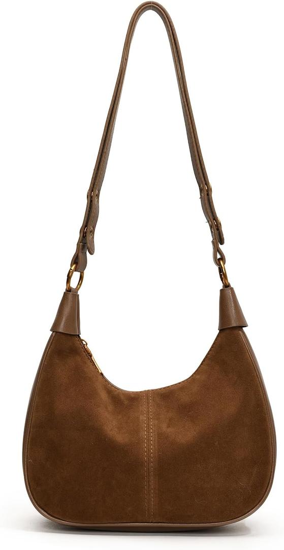 Suede Bags for Women Trendy Suede Purses Hobo Half Moon Crossbody Bag