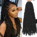 Leeven 24 Inch Butterfly Locs Crochet Hair 6 Packs Distressed Faux Locs Crcoeht Hair 1B# Pre-twsied Synthetic Fluffy Goddess Butterfly Soft Locs Crochet Braids Hair Extensions