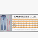 Flamingals Straight Leg Button Fly Jeans for Women Multi Pocket Mid Rise Jeans Without Belt Denim Pants (Large)