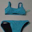 Beautikini Period Swimwear for Teens Two Piece Leakproof Menstrual Bikini Swimsuit Sporty Bathing Suits for Girls Women (X-Small, Blue Curacao)